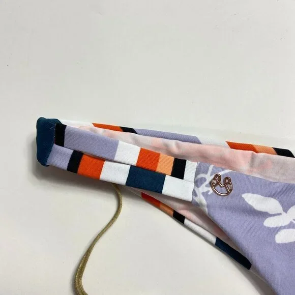 NWT MAAJI SCAPE OF LOVE BIKINI BOTTOM Lavender Floral Striped Cheeky Large L - Picture 3 of 12